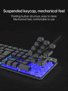 1件 K87Pro RGB 背光電競機械手感鍵盤，緊湊型 104 鍵有線薄膜鍵盤與滑鼠組合 - 黑色 - 查看 3