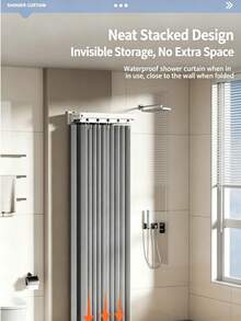 Folding Shower Curtain Rod, Upgraded With Thick Aluminum Alloy Material, 360 ° Foldable, Rust And Moisture Resistant, Balcony Drying Rack, Space Saving, Glue Free Installation, Suitable For Balconies, Bathrooms, Toilets, Clothing Stores - Multicolor - View 11
