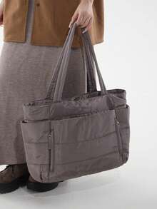 Women's Tote Bag, Lightweight Fluffy Handbag, Suitable For Travel, Work, Beach, Gym, Shopping - Coffee - View 5