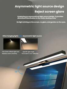 1 Buah Lampu Monitor LED Kontrol Sentuh, Lampu Baca Pelindung Mata dengan Kecerahan yang Dapat Diatur untuk Laptop, Komputer, Kantor Rumah, Lampu Layar Gantung dengan Timer 60 Menit untuk Belajar, Bekerja, Penerangan Malam, Lampu Meja USB untuk Pelajar dan Profesional - Berbagai gaya - View 8