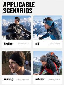 WRELS 1Pc Men's Winter Ear Muffs, Windproof Warm Ear Muffs, Double‑Sided Ear Protection Headband For Cycling Sports Men Women - Multicolor - View 8