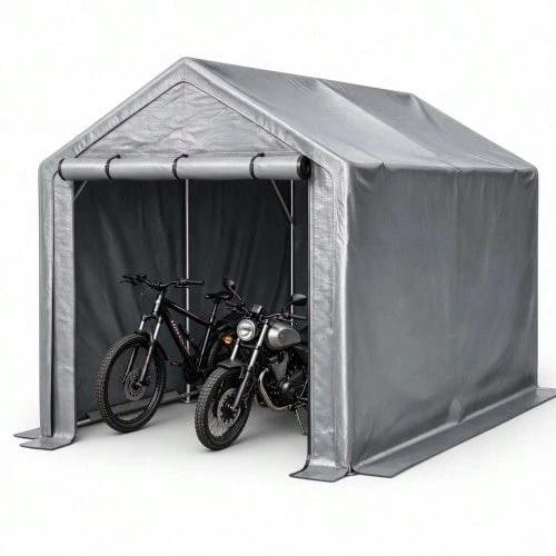 Multifunctional Dark Gray Bike Garage, Garden Shed, Tool Tent, Storage Tent – 296x190x200cm - Grey - View 1