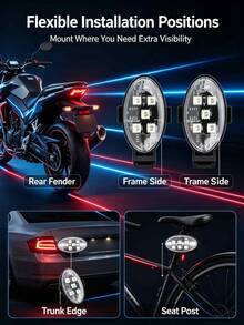 6Pcs RGB LED Strobe Warning Light With Remote Control, USB Rechargeable Anti‑Collision Flash Lamp, 8‑Color Multi‑Mode Night Safety Light For Motorcycle Bike Car Drone Camping - Multicolor - View 7