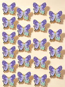 10/20/30/40/50pcs Purple Butterfly Flower Brooches, Delicate Pattern & Elegant Color, Vintage Style, Suitable For Various Clothing And Bags, Exquisite For Personal Wear Or Gift - Multicolor - View 7