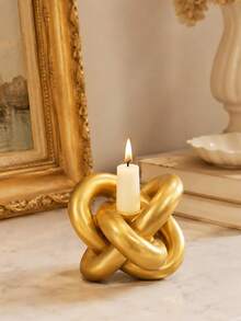 1pc Modern Knot Tea Light Candle Holder, Abstract Geometric Sculptural Decor, Minimalist Tabletop Ornament For Living Room, Bedroom, Bookshelf, Coffee Table & Mantel - Knot Candle Holder - View 10