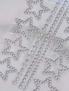 1 Sheet 10pcs Star-Shaped Rhinestone Stickers, Silver Glitter Sequin Self-Adhesive Crystal Star Stickers, Suitable For Face, Hair, Makeup, Body, Crafts, Holiday Decoration - White - View 4