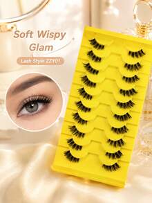 10 Pairs Half Lashes Natural, Slender, Thick Eyelashes, Enlarged Eyes, Light And Easy To Use, Reusable, Essential For Lazy People, Daily Commuting, No Abruptness In The Eyes Fake Lashes - View 7