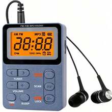 Radio AM FM Saku Portabel dengan Earphone Stereo (Tanpa Speaker), Preset Otomatis, Tombol Pengunci, Lampu Latar, Timer Tidur, Pemutar Musik, Radio Mini, Radio Digital, Radio Bertenaga Baterai untuk Aktivitas Luar Ruangan, Berkemah dan Berlari, Baterai Isi Ulang 600mAh - View 1