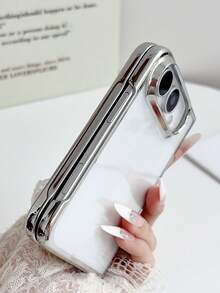 Luxury Electroplating Clear Translucent Phone Case Compatible With IPhone 18 Duo Ultra Fold Protective Back Cover - Silver - View 4