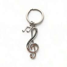 1pc Creative Simulated Musical Note Earphone Keychain, Fashionable Music Small Gift Pendant, Metal Musical Note Key Ring, Gift For Friends And Besties - Silver - View 3