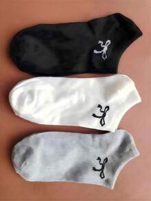 1/3/5/10/15/20/30 Pairs Women's Short Socks, Invisible Socks, White/Black/Grey, Casual/Daily Wear Cute Socks, Cartoon Details, Random Colors - Multicolor - View 4