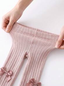3 Buah Legging Bayi Balita Musim Semi & Gugur, Celana Ketat Warna Polos untuk Bayi Perempuan dan Anak-anak - MultiWarna - View 2