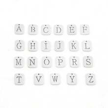 2pcs/Set New Rectangular Letter Pendant Stainless Steel Chain With Faux Pearl Beads Layered Necklace For Men - Silver - View 4
