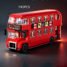 745+PCS Vintage Double-Decker Bus British Model Puzzle High Difficulty Assembly Toy Birthday Gift STEM Education Building Blocks Model Collection Mini Desktop Ornament MOC Enthusiast Collectible Decor - Red - View 1