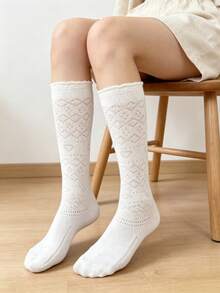 Women's High Tube Socks, Long Cable Knit Boot Socks Extra Long Style, Cable Knit Texture, Warm Thick Knit, Lolita Winter Boot Socks, Comfortable Leg Warmers, Sweater Sock Style - Multicolor - View 2