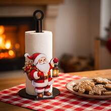 1/2pcs Christmas Paper Towel Holder Stand Santa Claus Reindeer Decor Free Standing Roll Paper Dispenser For Kitchen Countertop Holiday Home Table Decor Gift For A Friend - Multicolor - View 7