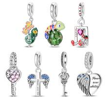 1PC Fantasy Mixed Theme Charms 925 Silver Plated Colorful Enamel Rhinestone Engraved Pendant Beads For Women DIY Bracelet Daily Party Jewelry Gift - Silver - View 1