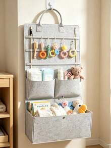 1pc Felt Hanging Storage Organizer Bag, Wall-Mounted Multi-Pocket Storage Bag, Suitable For Baby Room And Children's Room Miscellaneous Items Storage - Multicolor - View 1