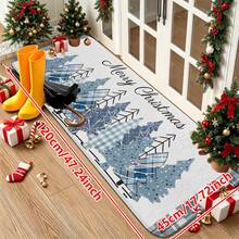 1/2/3pcs Christmas Theme Kitchen Rugs, Flannel Kitchen Rugs Blue Plaid Christmas Tree Pattern, Comfortable Soft Absorbent Non-Slip Machine Washable With Non-Slip Backing, Multi-Functional Floor Mat Suitable For Entryway, Living Room, Bedroom, Kitchen, Dining Room, Bathroom, Laundry Room, Hallway And Holiday Decoration - Multicolor - View 16