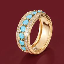 1pc Simple Elegant Multiple Row Cubic Zirconia Inlay Women's Copper Ring - Multicolor - View 1