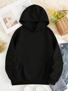 Lined Hooded Sweatshirt For Spring, Autumn, And Winter - Vintage Creative Witch-Themed Font Print DUnisex Suitable For Slightly Overweight Individuals - Black - View 2