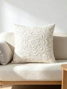 1入組曼陀羅刺繡靠墊套無填充物現代帆布抱枕套適用於沙發客廳 - 米色 - 查看 4