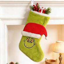 The Grinch 1pc Embroidery Three-Dimensional Christmas Stockings, Christmas Fireplace Hanging Decorations, Indoor Scene Arrangement Props, Party Atmosphere Decorations - Multicolor - View 4