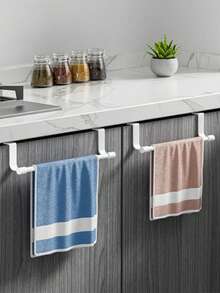 Modern Cabinet Door Hanging Towel Rack, No-Drill Dishcloth Holder, Space-Saving Kitchen Towel Storage Organizer, Home Kitchen And Bathroom Cabinet Accessory - Multicolor - View 5