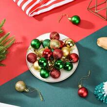 36pcs Mini Christmas Balls, 3cm/1.18in, Red, Green, Gold 3-Color Plastic Small Decorative Balls, Suitable For Christmas Tree, Party Decoration (Red, Green, Gold 3-Color) - A - View 3