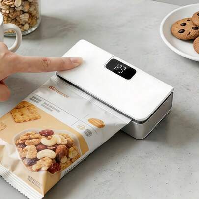 Portable USB Rechargeable Vacuum Sealer, Adjustable Modes, Suitable For Plastic Bags And Food Sealing And Storage, Ideal For Home Kitchen, Supports Food Vacuum Sealing, One-Touch Operation, Electric Powered