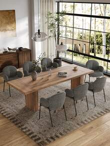 Goeurvant Modern Cloud-Style Wool-Linen Upholstered Dining Chairs With Rounded Arms And Wide-Back Support For Dining Room, Living Room, Office-Set Of 2/4/6 - Grey Textured Fabric - View 3