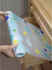 1捲 30*150cm/30*100cm 30S 加厚抽屜襯墊，彩色葉子三葉草花卉圖案，防滑防水防油防潮保護墊，適用於廚房櫥櫃衣櫃抽屜，居家日常收納使用 - A - 查看 2