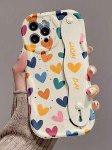 A Stylish Wristband, Heart-Print, Thickened, Highly Drop-Proof Phone Protective Case, With Stand Function, Compatible With Apple Series, - Multicolor - View 9