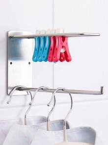Stainless Steel Seamless Clothes Hanger Clip Storage Rack Multifunctional Wall Mounted Storage Hook Key Decoration Hanging Rack Washing Tool Cloth Wall Rack Applicable To The Kitchen Bathroom Garage - Multicolor - View 5