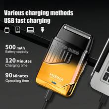HIENA Portable Electric Shaver For Men, Reciprocating Foil Razor, USB Rechargeable Cordless Beard Trimmer, Gradient Color Mini Travel Shaver, Men Grooming Tool, Ideal Gift For Him - Multicolor - View 4
