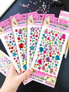 1pc/4pcs Large Acrylic Gem Stickers, Multiple Shapes: Heart, Teardrop, Star, Butterfly, Shell, Pineapple, Lotus, Square, Pearl, Dolphin, 4mm-30mm Size, High Quality, Bright And Long-Lasting Color - Large Gemstone Series - View 2