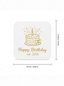 Personalized Name And Year Coaster, Custom Text Drink Coaster With Line Art Party Design, Custom Beverage Coaster, Birthday Party Table Decor, Celebration Drink Mat, Coffee Coaster, Birthday Gift For Friends, Family, Party Hosts And Guests. - Multicolor - View 38
