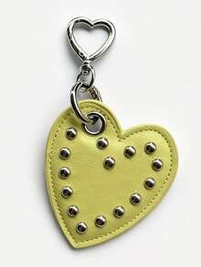 Punk Rivet Heart Keychain, Sweet & Cool PU Leather Heart-Shaped Pendant, Personalized Metal Charm Bag Accessory Key Chain, Bag Decoration Hanging Chain Gift, Used For Bag Decoration, Car Key Charm, Bag Pendant, Cute Small Gift, Holiday Gift, Key Chain, Bag Charm, Keychain, Wallet Charm, Car Accessory, Happy Dog, Wallet Charm And Accessory, Women's Car Accessory, Bag Accessory Pendant - Multicolor - View 9