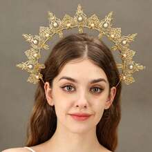 1pc Gold Women's Headband Decorative Accessory, Pure Crown Style, Party Costume Headpiece - Gold - View 2