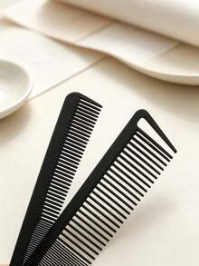 2pcs/1pc Black Salon Hair Comb Set, Dual-Sided Wide & Fine Tooth Barber Comb For Detangling Sectioning Parting Backcombing Smoothing Sleek Ponytail Bun Updo, Anti-Static Back To School Essentials Hair Tools Hair Accessories For Women Girls Teen - Multicolor - View 3