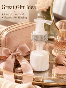 Rhinestone-Decorated Powder Spray Bottle (Suitable For Various Powders, Including Volumizing Powder); Refillable, Transparent, Push-Style Design; Ideal For Home Use And Hair Salons; Perfect For Occasions Like Christmas And Halloween. - Multicolor - View 7
