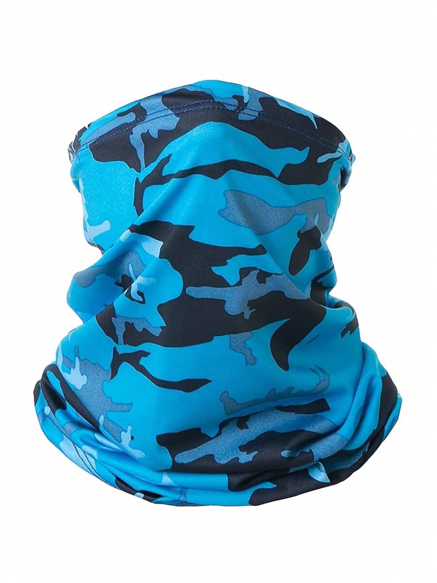1pc All-Season Windproof Sun Protection Camouflage Face Mask, Half Face Ice Silk Bandana, Fishing Headwrap Neck Gaiter, Full Face Shield, Breathable Helmet Inner Liner For Outdoor Cycling And Sports - Camouflage Royal Blue - View 1
