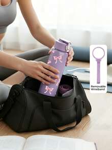 1/5Pcs 25oz Plastic Water Bottle, Sweet Pink Ribbon Bow Knot Heart Allover Print, Flip-Top Portable Leak-Resistant Drink Cup With Lanyard, Fit For Commute Office Gym Short Trip, Thoughtful Gift For Close Friends Relatives For Daily Use - Light Pink With Bow - View 4