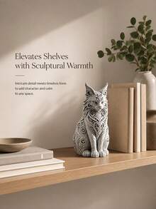 American Curl Cat Pattern Statue Desktop Ornament. Office Desk Decoration/ Paperweight, Home Decor. Simple Yet Exquisite. The Perfect Gift For Friends And Colleagues, A Must-Have For Cat Lovers - Regular Model - View 3