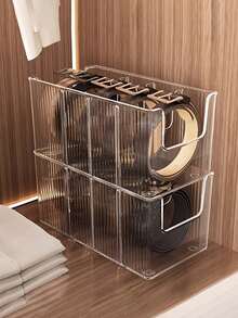 1/2/3pcs Multi-Functional Transparent Storage Boxes, Removable Divider Belt Organizer, Home Divided Storage Box, Multi-Purpose Container For Cosmetics, Spices, Snacks And Small Items, Suitable For Closet, Bathroom And Vanity - Multicolor - View 4
