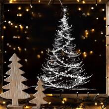 1 Christmas Pure White Christmas Tree Window Sticker, Shopping Mall Glass Sticker, Bedroom Living Room Home Decoration Atmosphere, Holiday Decoration Sticker, Window Decoration, Home Decoration, Elegant Window Art, Decorative Sticker - Christmas Tree - View 6