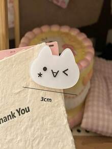 5pcs/Set Random Cute Cartoon Cat Face Hair Clips, Acrylic Expression Cat Alligator Hair Clips, Fun Soft Adorable Side Bangs Hair Clips, Women Girls Hair Accessories - Multicolor - View 7