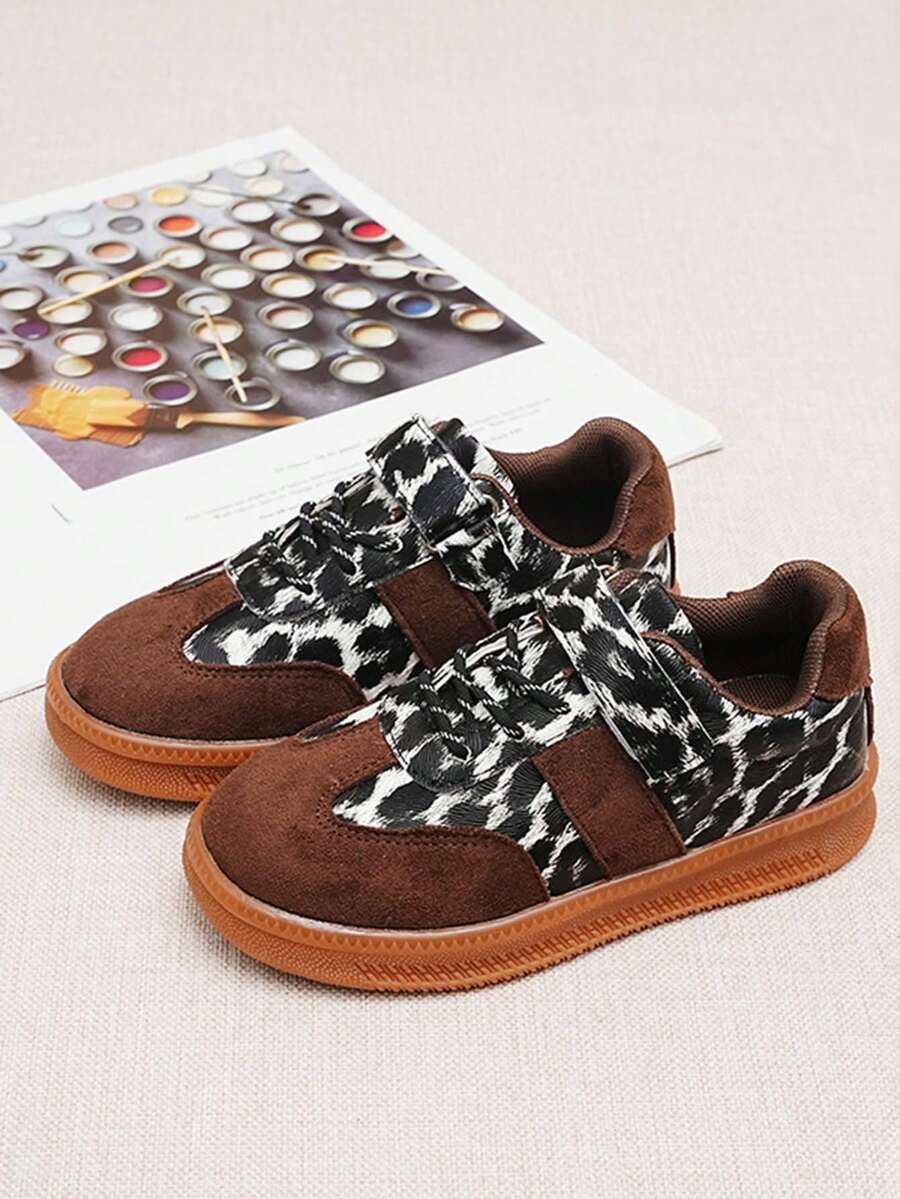 Children's Leopard Print Hook & Loop Retro German Trainer Shoes for ...
