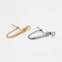 2pcs Copper U-Shaped Pear-Shaped Decorative Clasps Inlaid With Shiny Synthetic Zirconia, Handmade Necklace, Bracelet, Earring And Pendant Dedicated Safety Clasp, DIY Jewelry Making Materials, Gold Decorative Clasp Design - Accessories - View 6