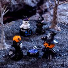 Halloween Mini Witch Cat Owl Pumpkin Figurine, Spooky Mini Decor, Suitable For Desktop Stationery, Dollhouse DIY Scene Handmade Decoration Accessories - Halloween - View 4